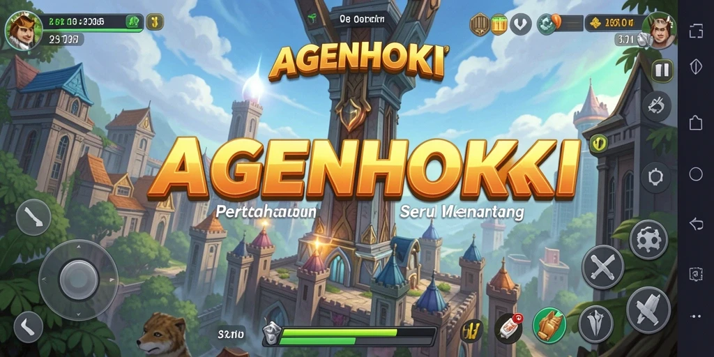 Screenshot dari AGENHOKI menunjukkan aksi menara pertahanan yang epik.