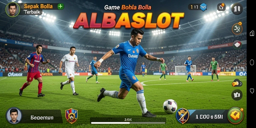 Tampilan gameplay ALBASLOT yang seru dan mengasyikkan dalam sepak bola.