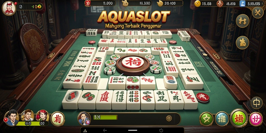 Screenshot AQUASLOT menampilkan gameplay Mahjong yang menarik dan interaktif.