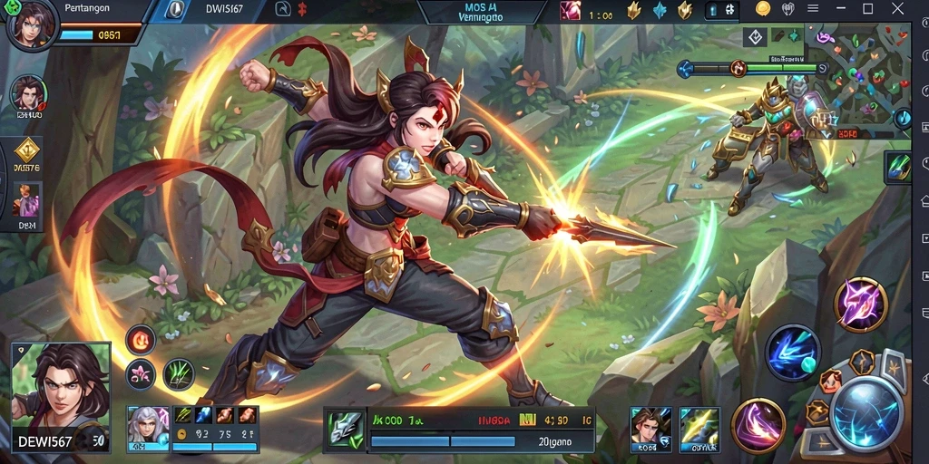 Tangkapan layar DEWI567 menunjukkan aksi pertempuran epik dalam game MOBA.