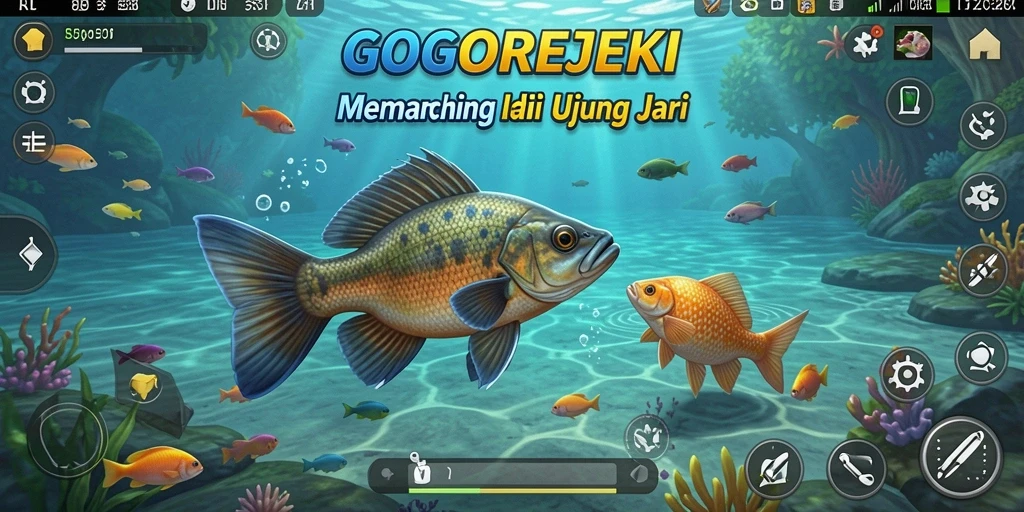 Tangkapan layar GOGOREJEKI menampilkan aksi tembak ikan yang seru.