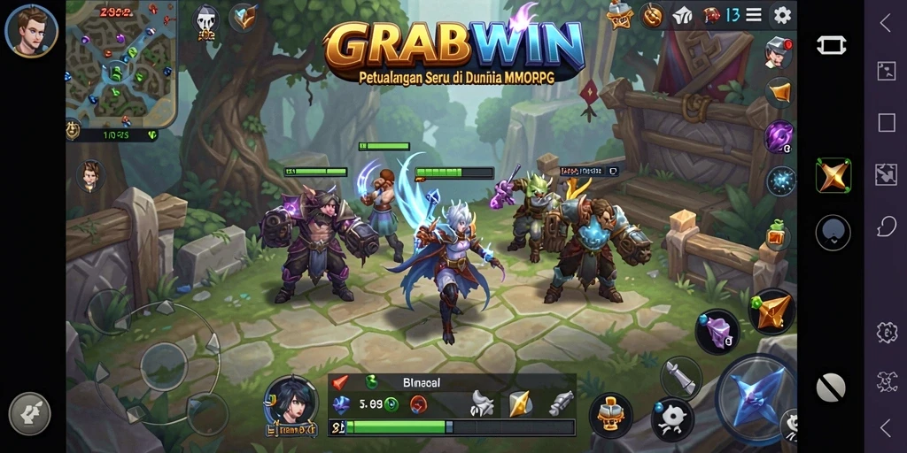 Tampilan menarik dari gameplay <strong>GRABWIN</strong> yang memukau di dunia MMORPG.