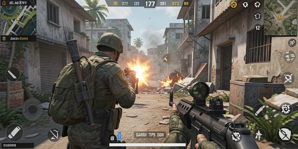 Screenshot menunjukkan aksi seru dalam game TPS JELAS777.