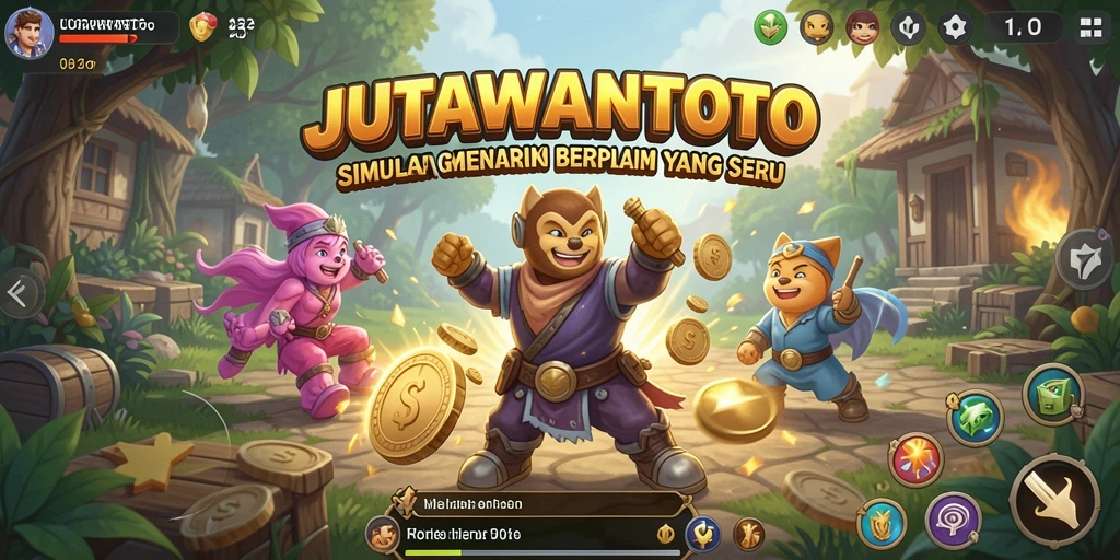 Screenshot gameplay menampilkan momen seru dalam JUTAWANTOTO.