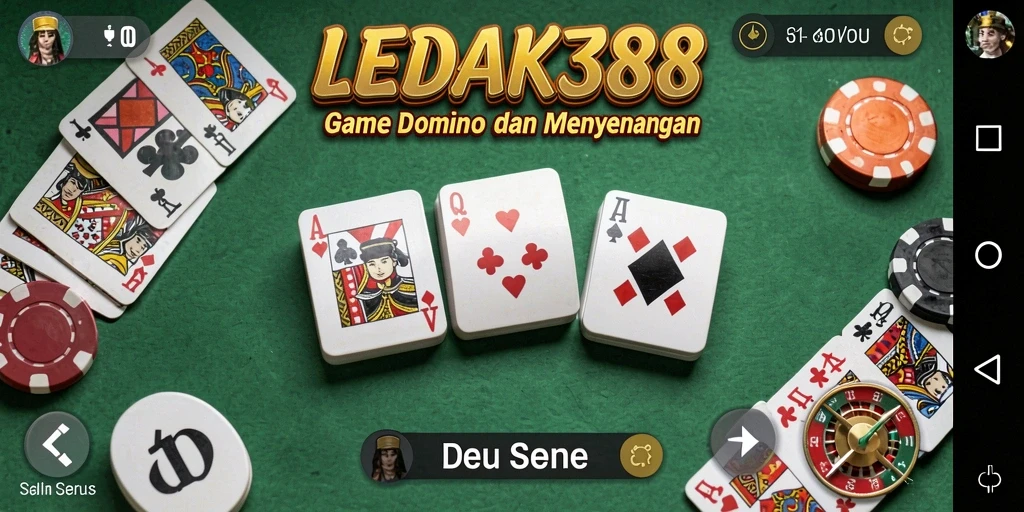 Tampilan gameplay seru dari LEDAK388 yang menampilkan permainan domino.