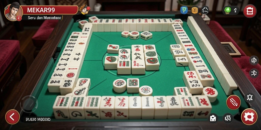 Skrinsot gameplay <strong>MEKAR99</strong> menampilkan keseruan permainan Mahjong yang mendebarkan.
