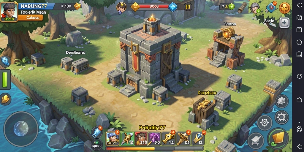 Screenshot gameplay menampilkan pertarungan menegangkan Tower Defense.