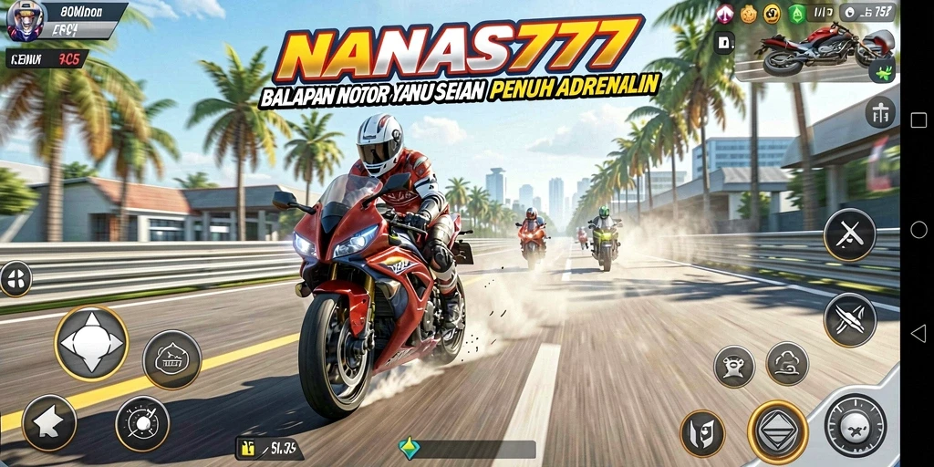 Gameplay NANAS777 yang seru dalam balapan motor penuh adrenalin.