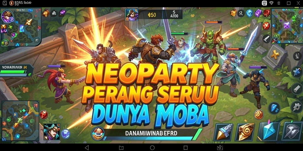 Screenshot gameplay NEOPARTY yang menunjukkan pertarungan seru.