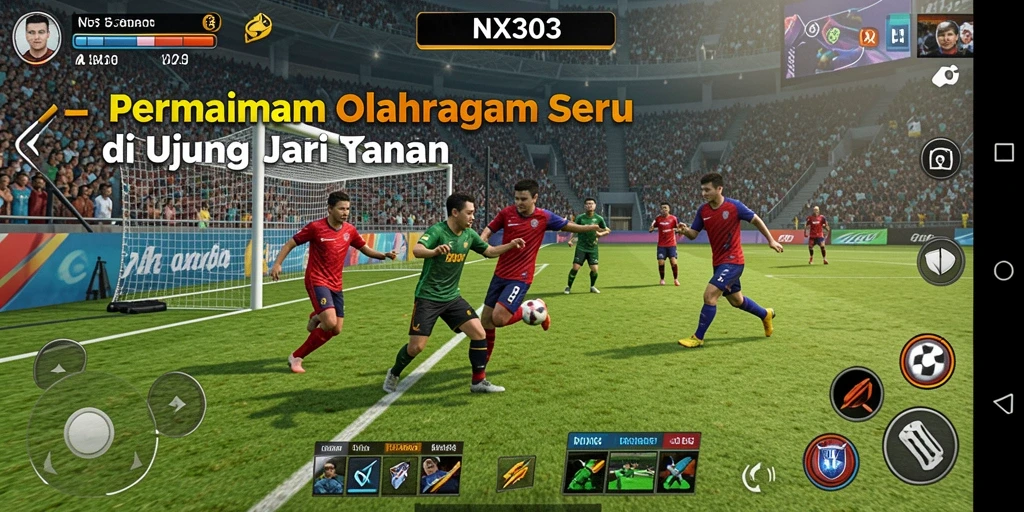 Screenshot gameplay menunjukkan aksi seru dalam pertandingan olahraga.
