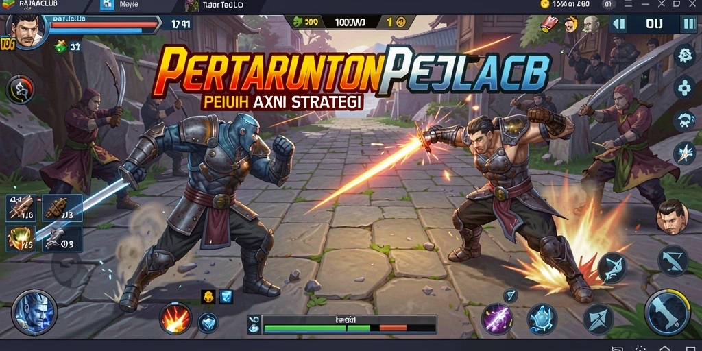 Tangkapan layar gameplay RAJACLUB menampilkan pertarungan yang mendebarkan.