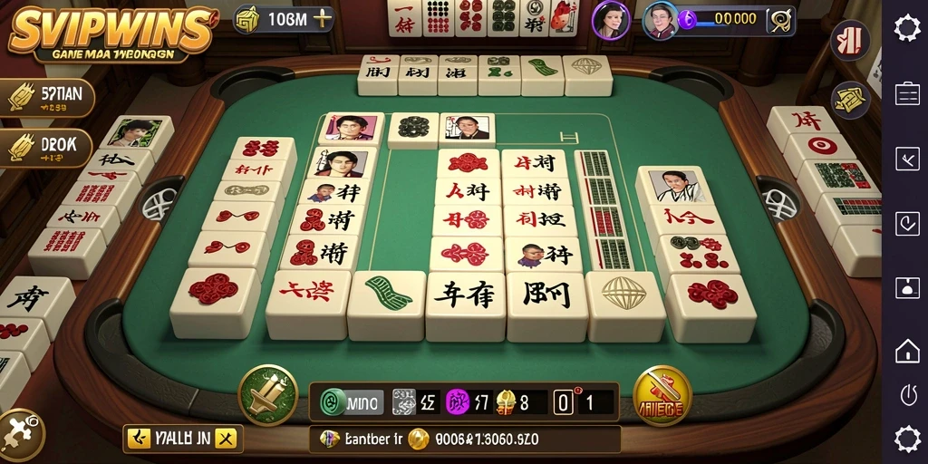 Screenshot gameplay SVIPWINS menampilkan keseruan permainan Mahjong yang interaktif.