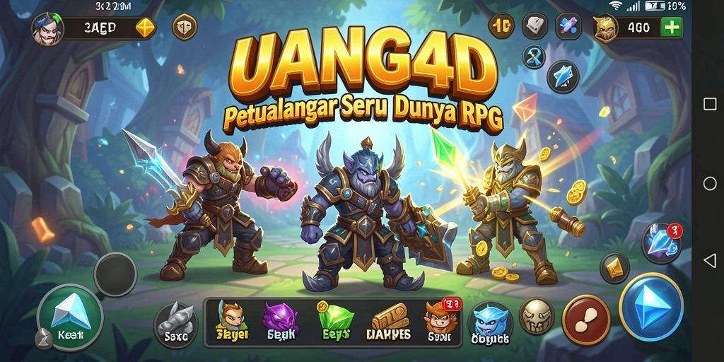 Screenshot menampilkan pertempuran epik dalam UANG4D dengan karakter unik.
