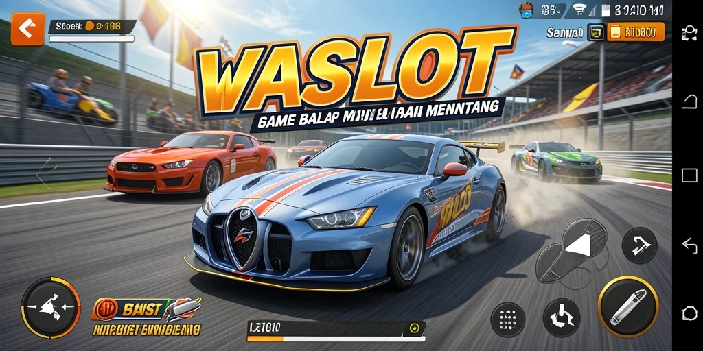 Tampilan seru gameplay balap mobil WASLOT yang menegangkan.