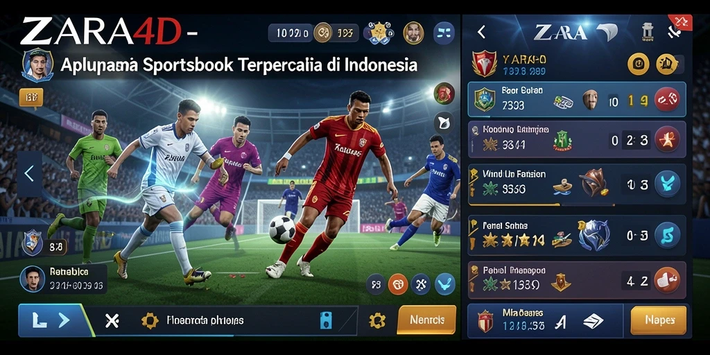 Screenshot utama menampilkan antarmuka ZARA4D dengan berbagai pilihan taruhan olahraga.